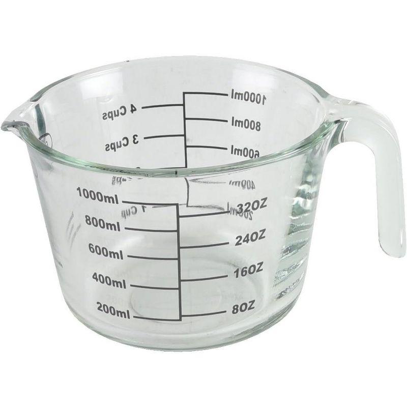 Farberware 4-Cup Borosilicate Glass Wet and Dry Measuring Cup with Oversized Measurements, Clear