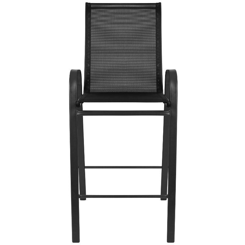 Flash Furniture 2 Pack Brazos Series Black Outdoor Barstool with Flex Comfort Material and Metal Frame