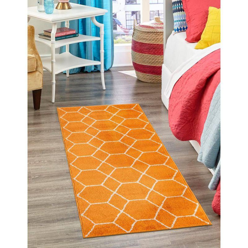 Unique Loom 2' 0 x 8' 8 Trellis Frieze Geometric Orange Area Rug