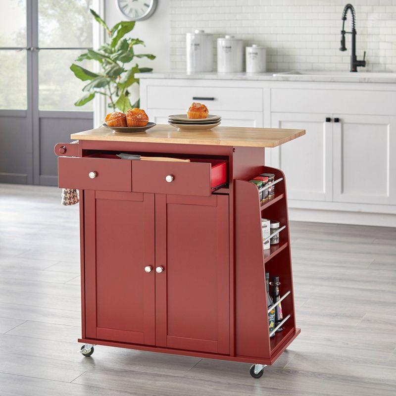 Michigan Kitchen Cart Red - Buylateral: Wood Composite, Locking Wheels, Storage Shelves