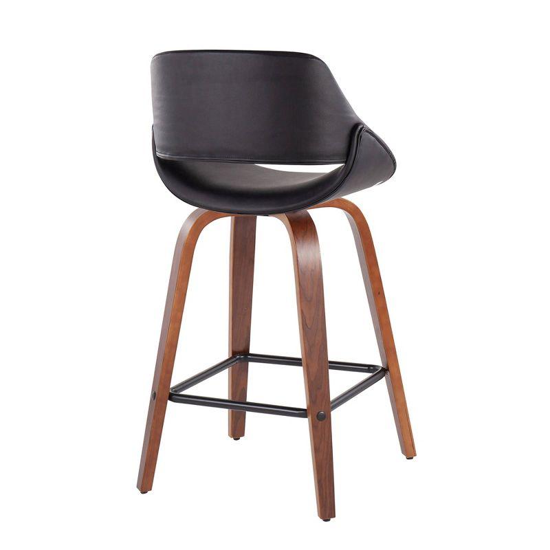 Set of 2 Fabrico Counter Height Barstools with Swivel Walnut/Black - LumiSource: Upholstered, 250lbs Capacity