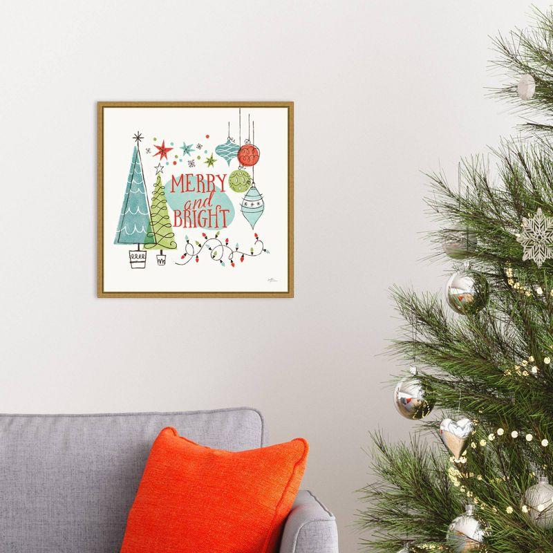 16" x 16" Merry and Bright Christmas Tree Square by Janelle Penner: Retro Holiday Decor - Amanti Art