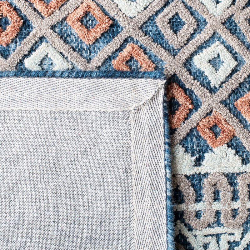 Aspen Blue and Orange Geometric Wool Area Rug