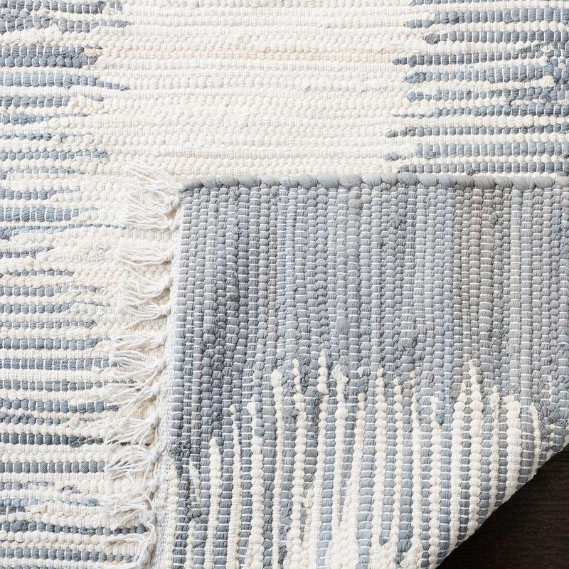 Coastal Breeze Gray Stripe Handwoven Cotton Runner Rug