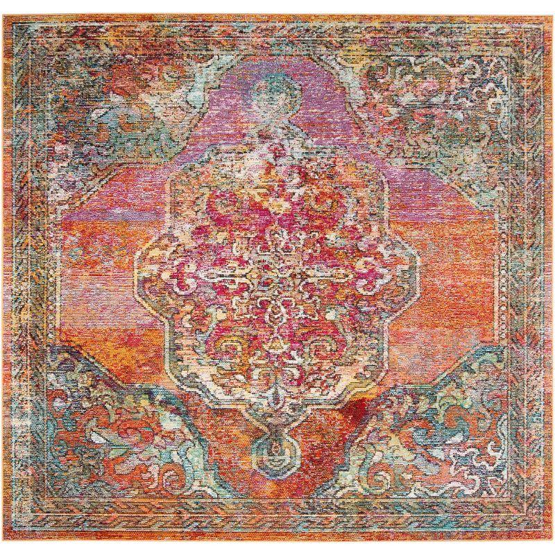 47" Light Blue Synthetic Oriental Non-slip Area Rug