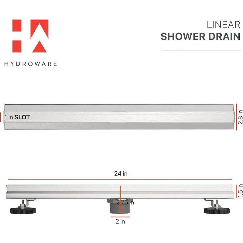 24-Inch Brushed Stainless Steel Linear Shower Drain with Hair Strainer