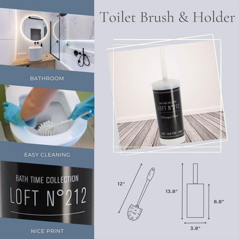 Evideco French Home Goods Decorative Toilet Brush & Holder - Available in 6 Unique Designs - Durable Plastic, Compact Size, Easy to Clean