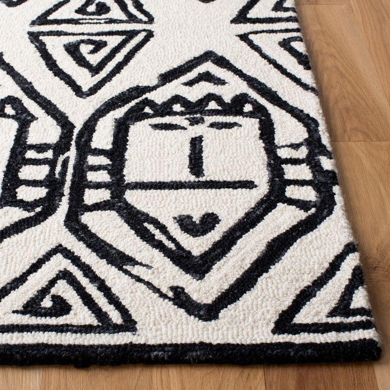 Black and Ivory Hand-Tufted Wool Square Area Rug