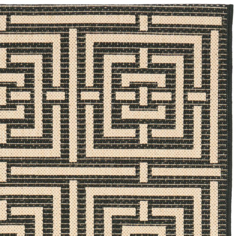 Courtyard CY6937 UV & Stain Resistant Non-Shedding Power Loomed Indoor/Outdoor Runner Rug - Black/Bone - 2'3"x6'7" - Safavieh