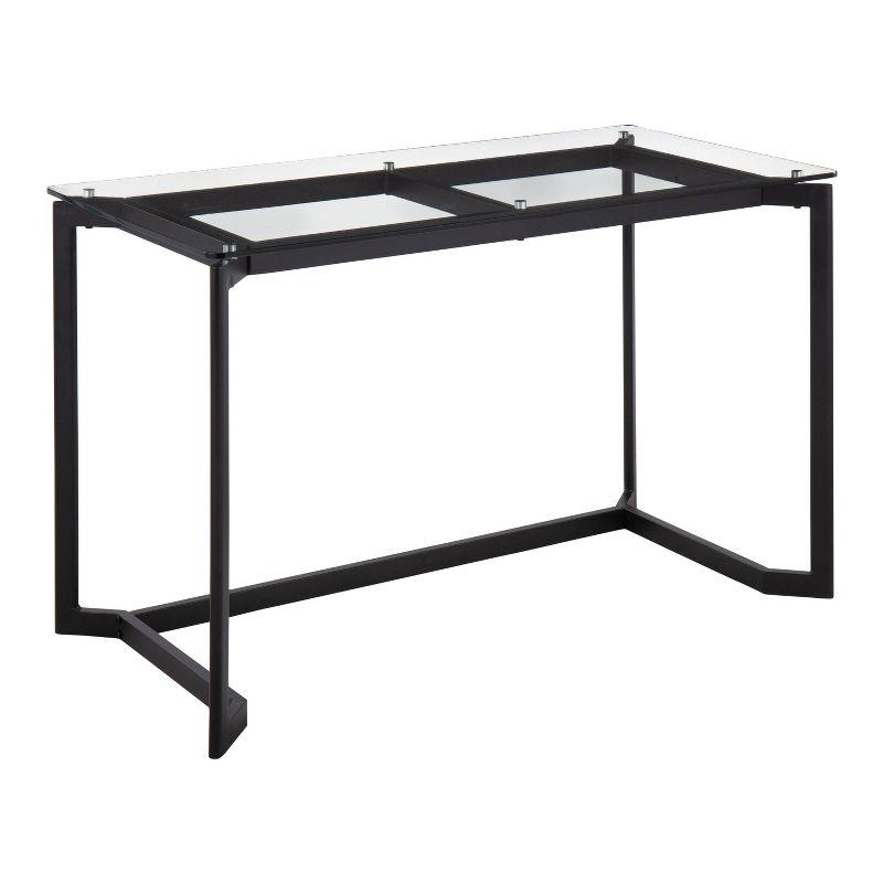 Contemporary 47'' Black Steel and Clear Glass Home Office Desk