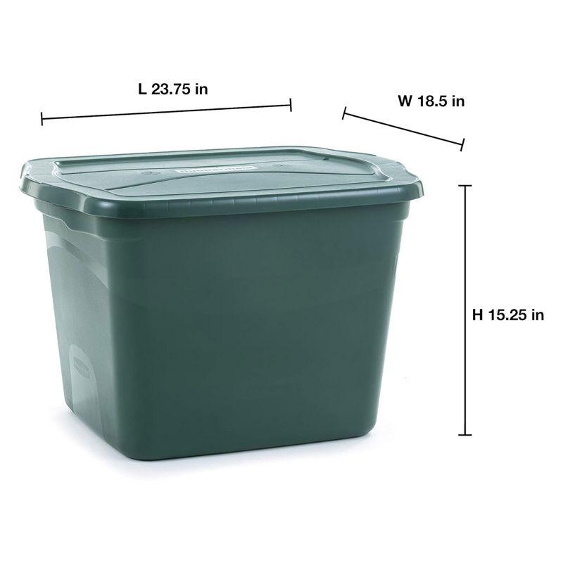 Rubbermaid 6 Pack Plastic Storage Bins with Lids, Large 18 Gallon Tote Container for Clothes and Moving, Stackable, Hunter Green