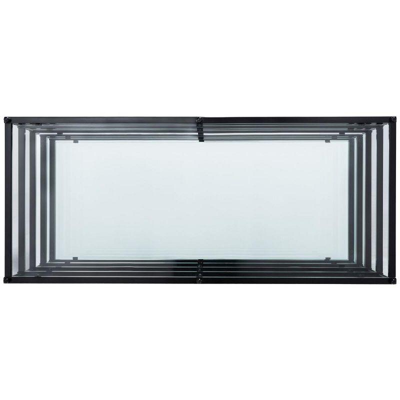 Cathal Glass And Mirror Coffee Table - Black/Glass - Safavieh