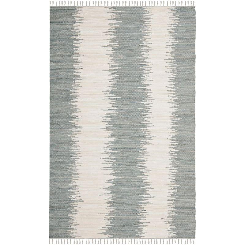 Coastal Charm Gray Stripe Hand-Woven Cotton Area Rug - 5' x 8'