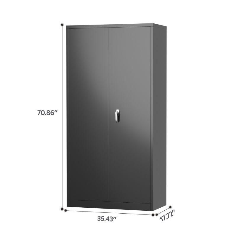 AOBABO Large Metal Wardrobe Style Storage Cabinet with 3 Adjustable Shelves, Cloth Rail, and Lockable Doors for Home Organization