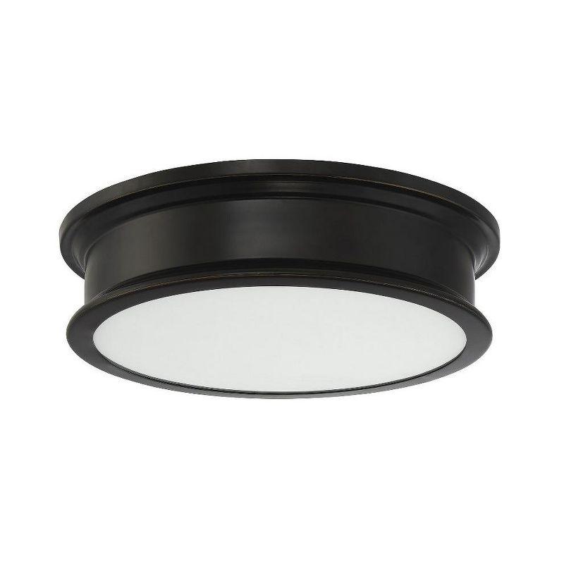 Watkins 16" Warm Brass and Glass 3-Light Flush Mount