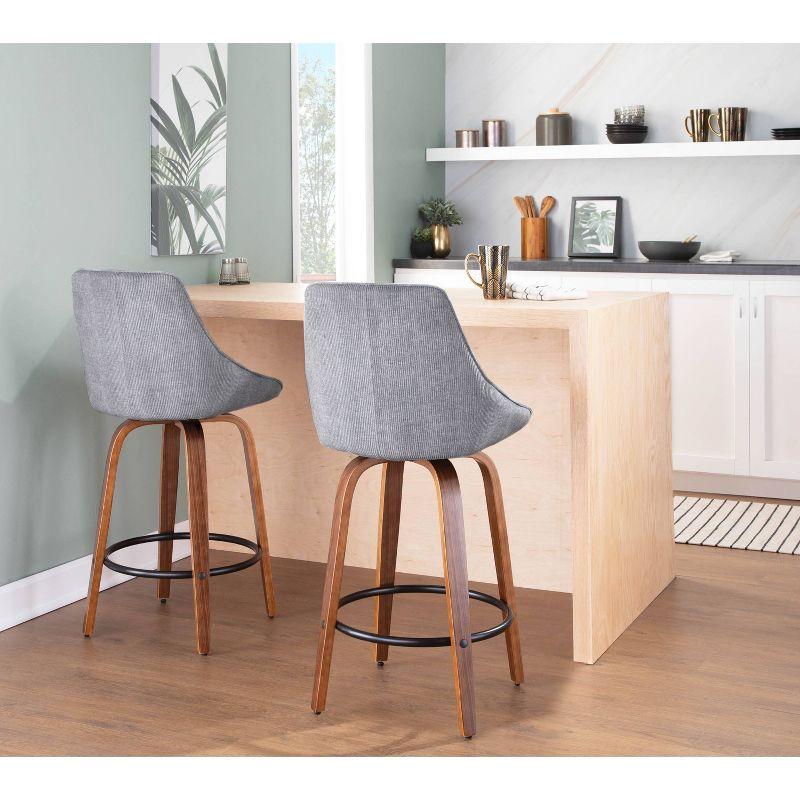 Set of 2 Diana Counter Height Barstools: Velvet Upholstery, Swivel, Wood Frame - LumiSource