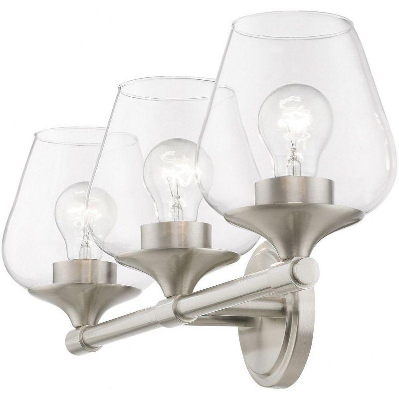 Brushed Nickel 3-Light Vanity Sconce with Clear Glass Shades