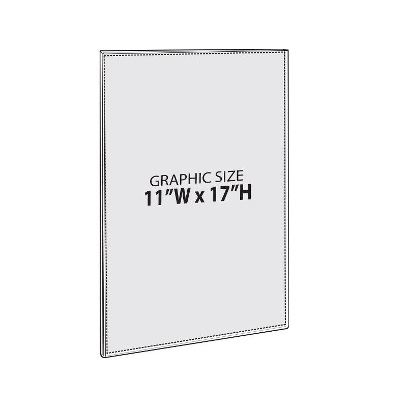 Self Adhesive Clear Acrylic Wall Sign Holder Frame 11" W x 17" H - Portrait / Vertical, 10-Pack (Set of 10)