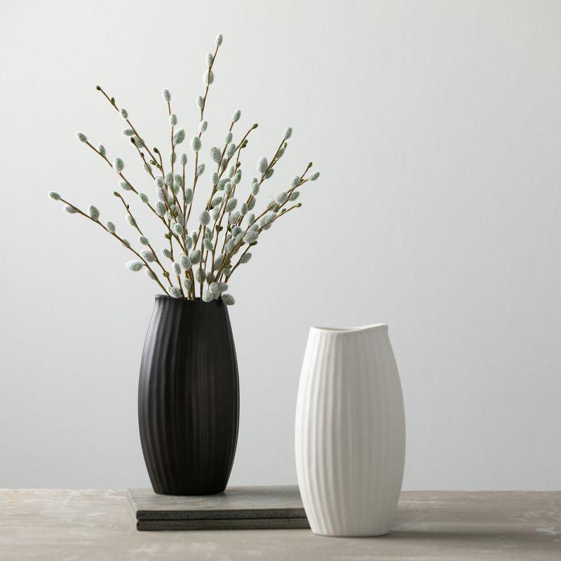 Sullivans 9" Modern White Ribbed Vase