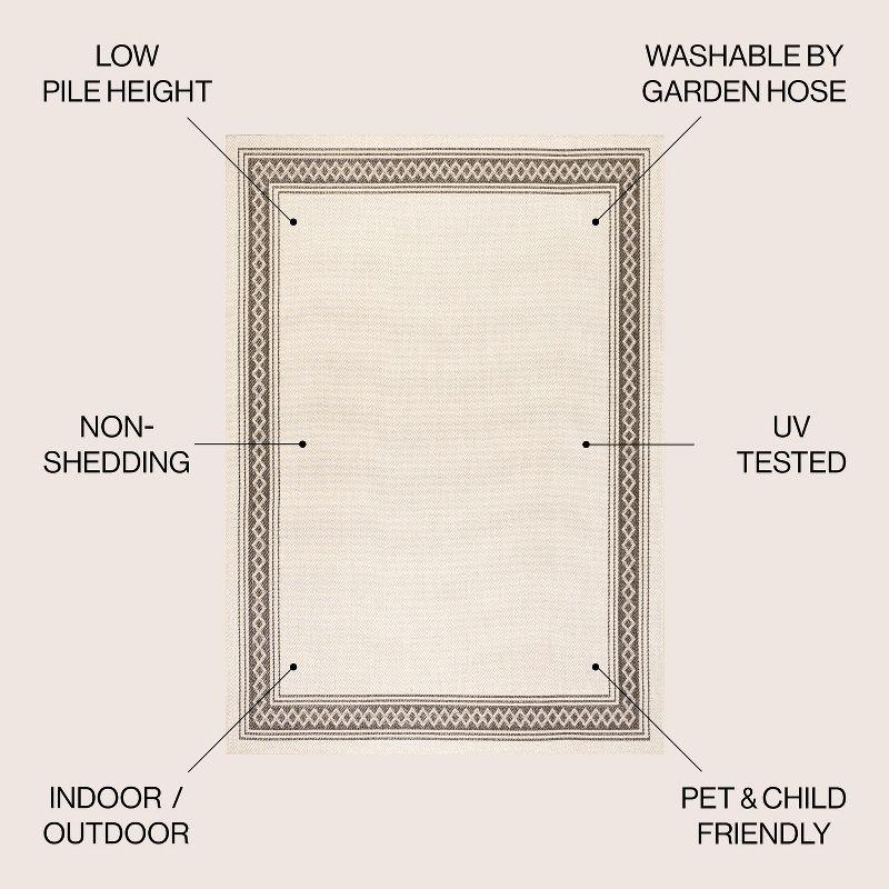 3' x 5' Lucia Classic Diamond Border Indoor/Outdoor Area Rug, Cream/Black - JONATHAN Y