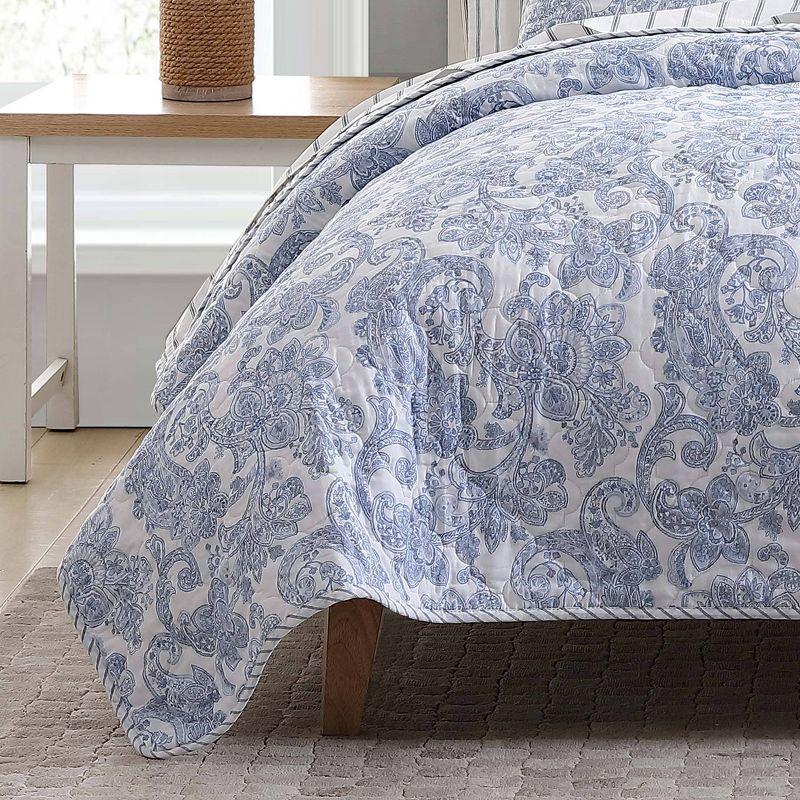 Field of Paisley Cotton Quilt Set Blue - Stone Cottage