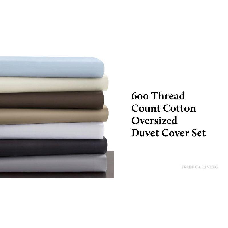 Tribeca Living 600 Thread Count Duvet Traditional Sateen Duvet Cover Set