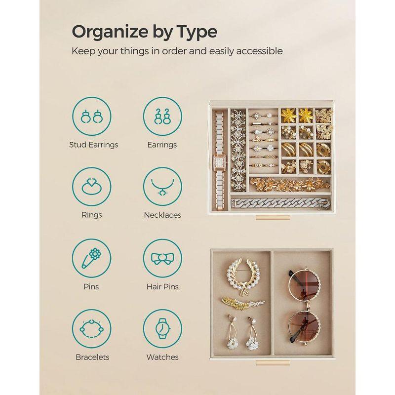 Stack man Big And Small Jewelry, Modern Style, 8 X 9.1 X 5.3 Inches, Valentine's Day Gift, Cloud White And Gold Color UJBC239WT