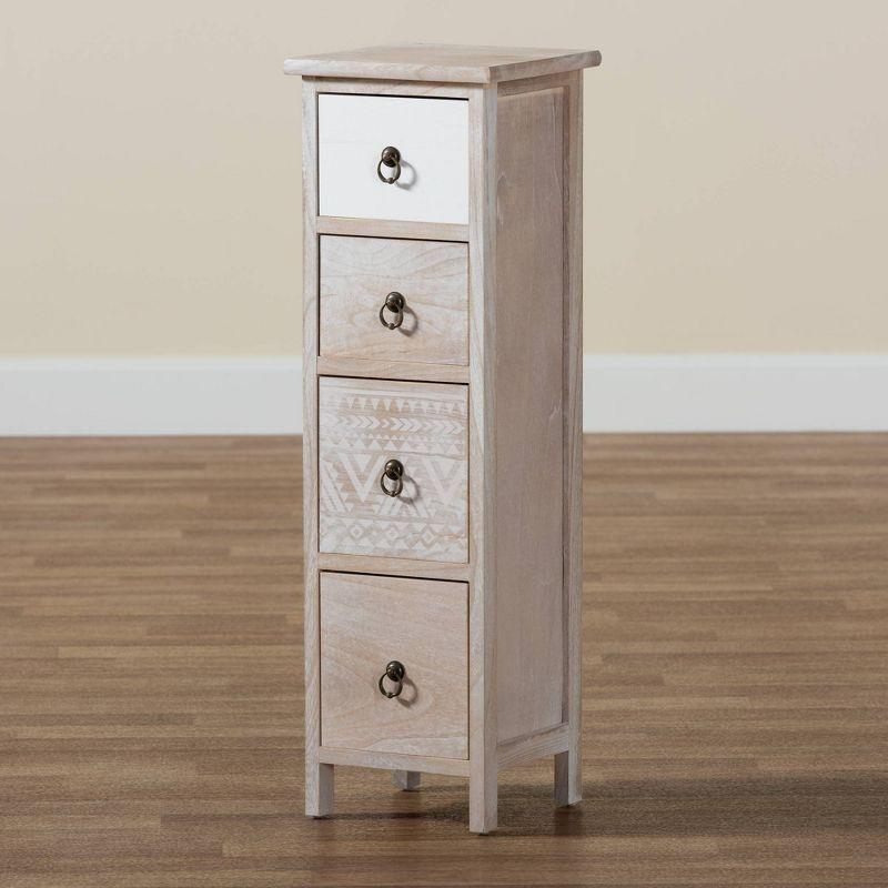 Baxton Studio Seanna Wood 4 Drawer Storage Unit Light Brown: Farmhouse Style Accent Cabinet, No Assembly Required