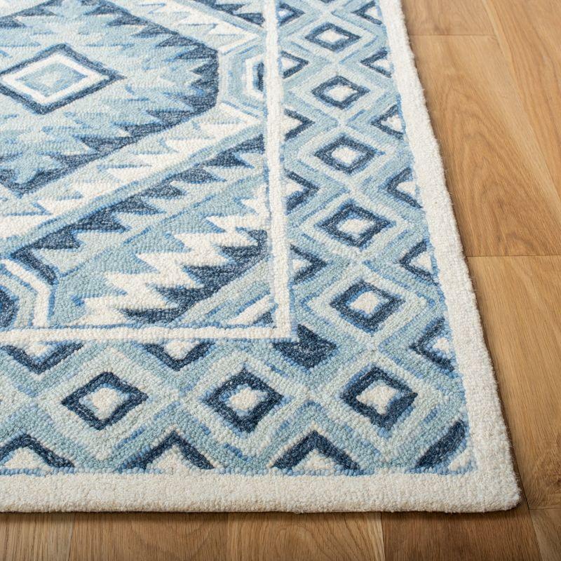 Hand-Tufted Classic Blue Wool Rectangular Area Rug