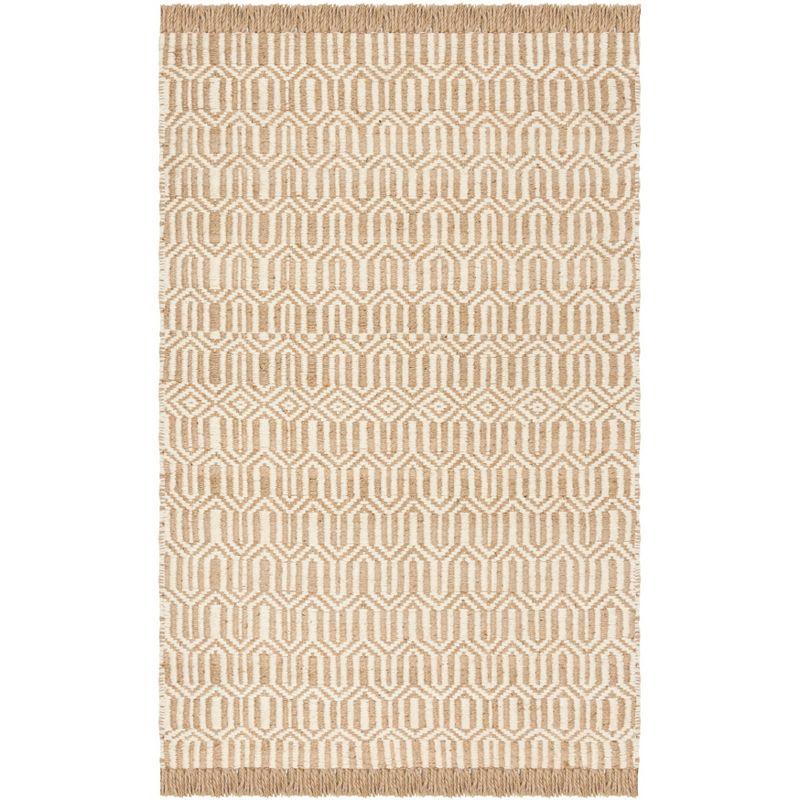 Hand-Knotted Ivory Jute 5' x 8' Area Rug with Non-Slip Backing