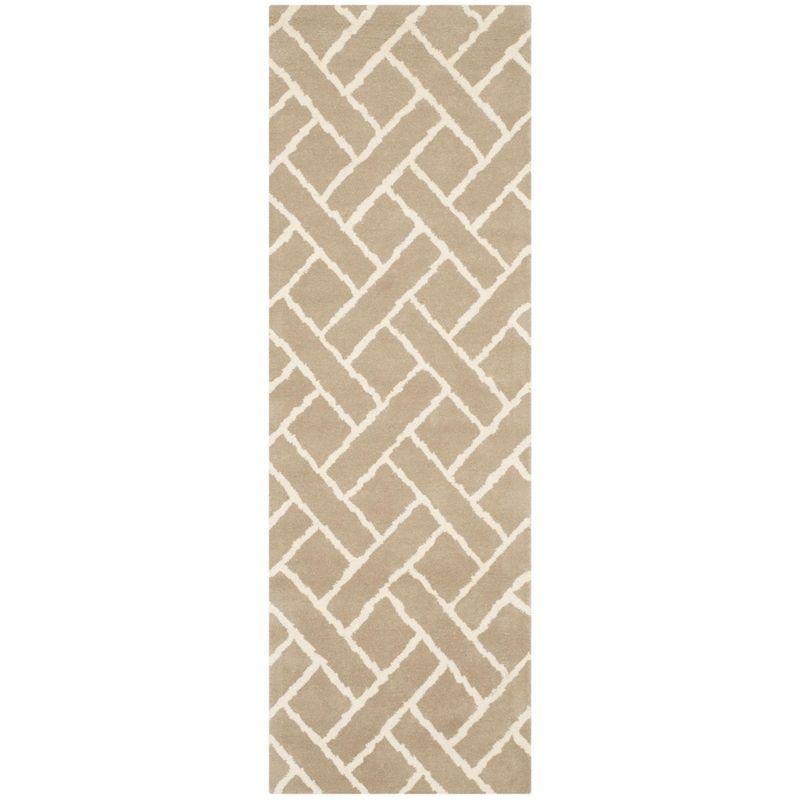 Ivory and Beige Hand-Tufted Wool Runner Rug