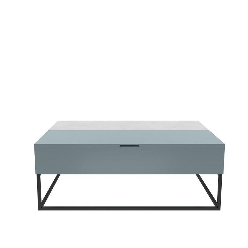 Powder Blue and Black Metal Lift-Top Cocktail Table