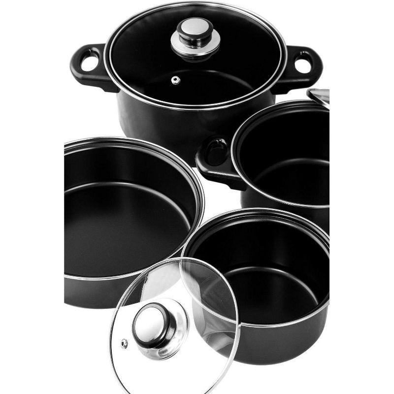 Sleek 7-Piece Black Carbon Steel Non-Stick Cookware Set