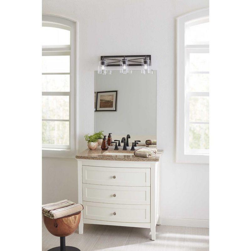 Progress Lighting Briarwood 3-Light Bath Vanity in Antique Bronze with Clear Glass Shades