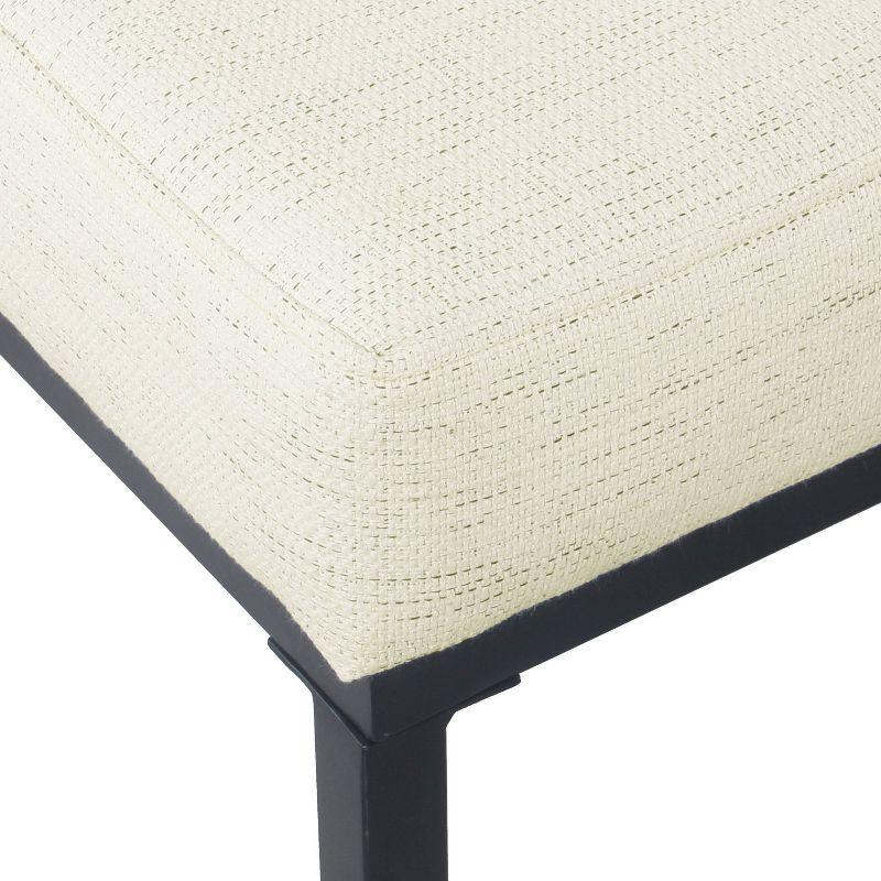 Modern Industrial Cream Woven Tufted Metal Bench