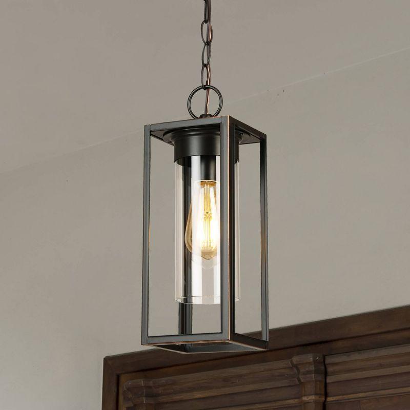 15" 1-Light Walker Hill Outdoor Clear Glass Pendant Oil Rubbed Bronze - EGLO: ETL Listed, Adjustable, Dimmable