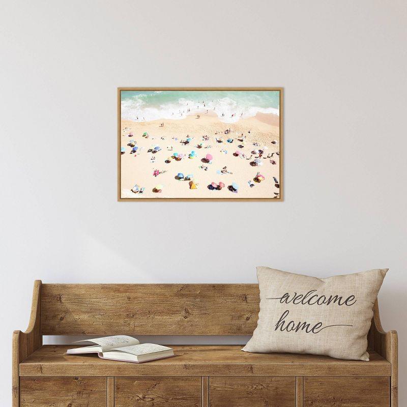 23" x 16" Seaside 1 Beach by Carina Okula Framed Canvas Wall Art - Amanti Art: Aerial Beach View, Modern Decor