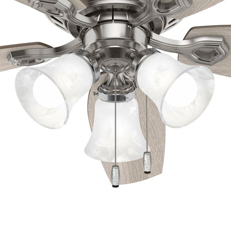 Builder Low Profile 52" 5 - Blade Flush Mount Ceiling Fan with Lights and Pull Chains