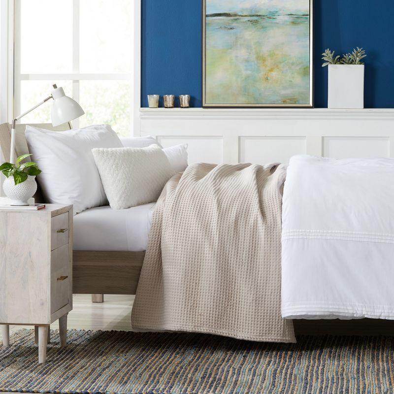 Market & Place 100% Cotton Waffle Weave Bed Blanket Full/Queen Taupe