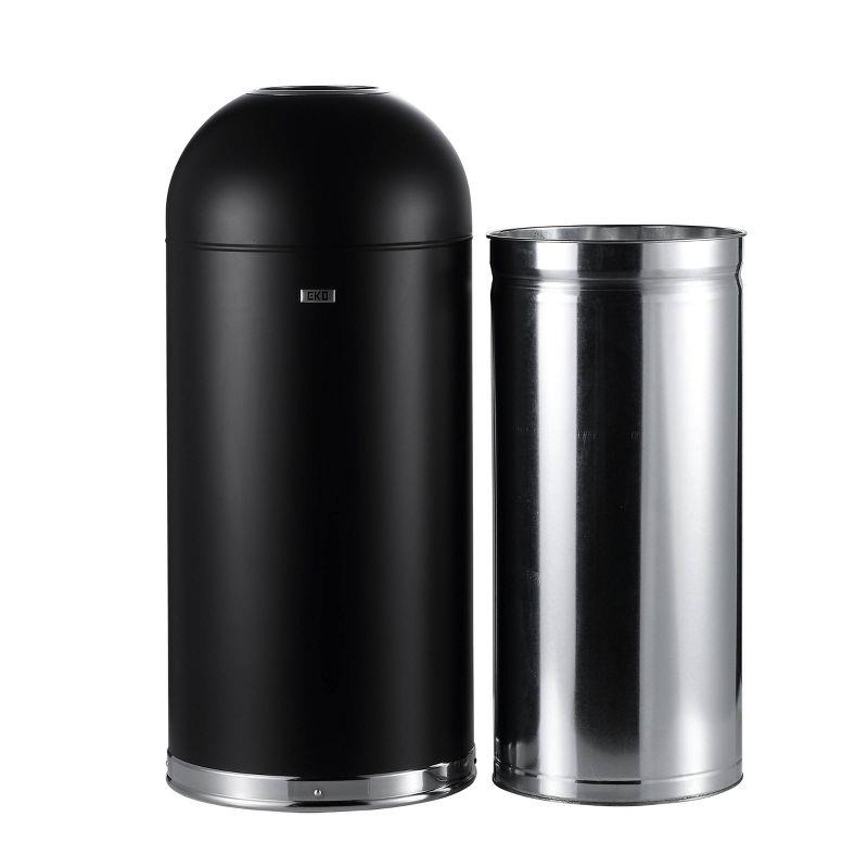 EKO 56L Eternal Black Open Top: Stainless Steel Indoor Trash Can, 13 Gallon Capacity, Spot Clean, 15.3" Width