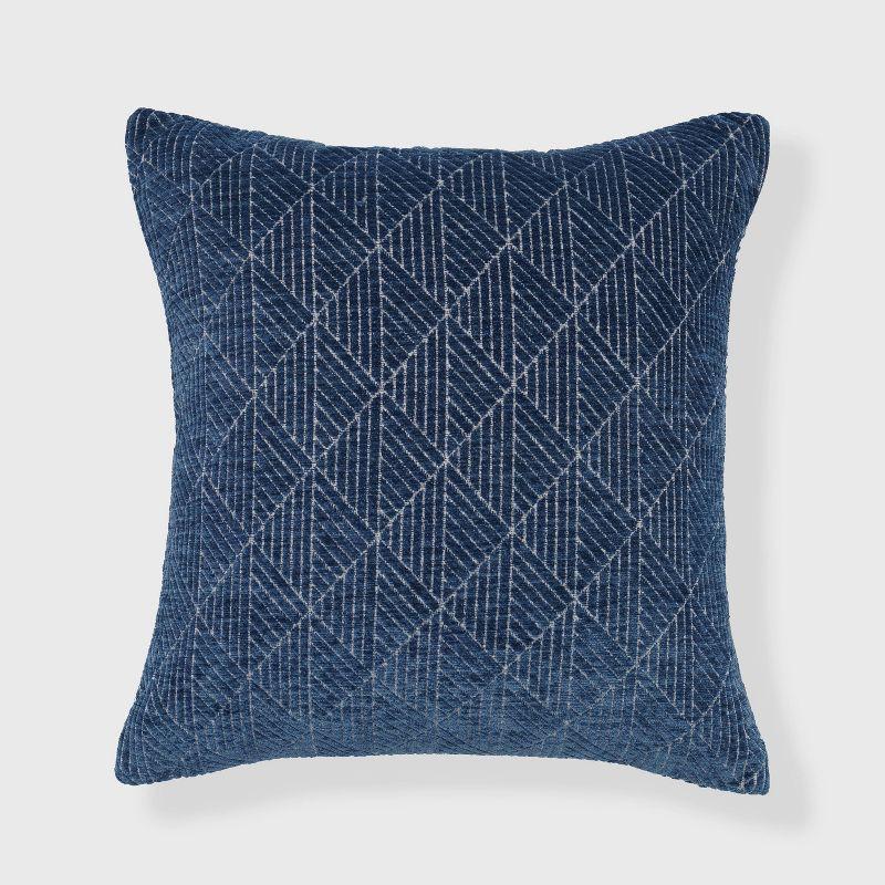 Logan Reversible Geometric Chenille Pillow 18" x 18" - Blue