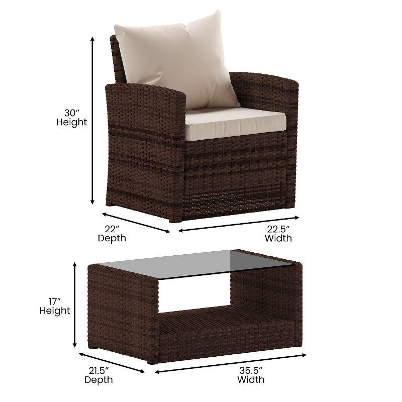 Emma and Oliver 4 Piece Patio Set with Gray Back Pillows & Seat Cushions - Outdoor Seating