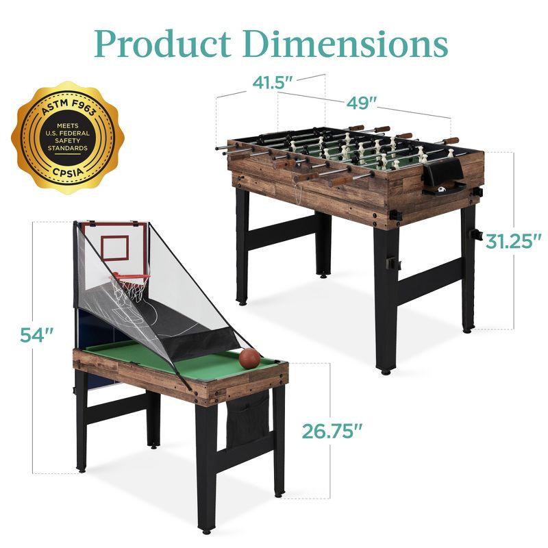 Walnut 13-in-1 Combo Game Table with Foosball, Ping Pong, and Basketball