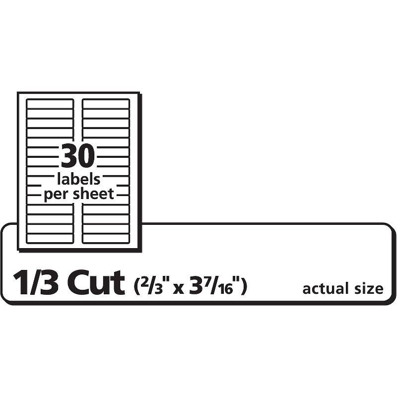 Avery Removable 1/3-Cut File Folder Labels Inkjet/Laser .66 x 3.44 White 750/PK 8066