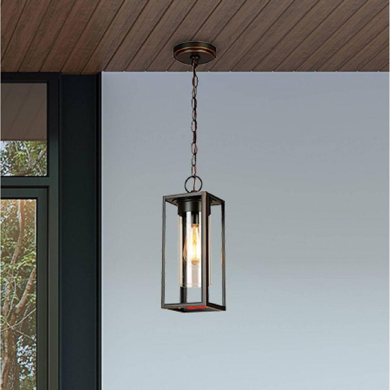 15" 1-Light Walker Hill Outdoor Clear Glass Pendant Oil Rubbed Bronze - EGLO: ETL Listed, Adjustable, Dimmable