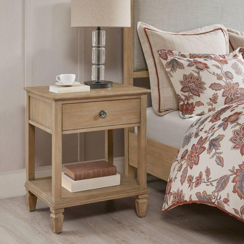 Victoria Nightstand Natural: Madison Park, Rubberwood Frame, Wood Veneer Surface, Transitional Style