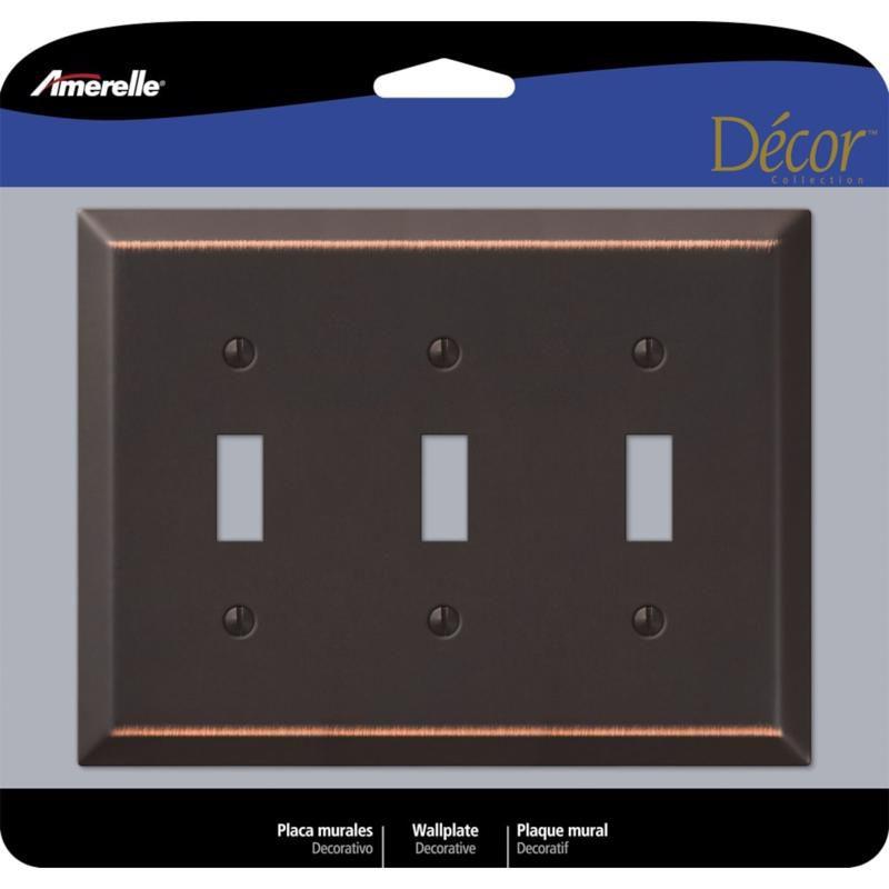 Aged Bronze 3-Gang Steel Toggle Wall Plate