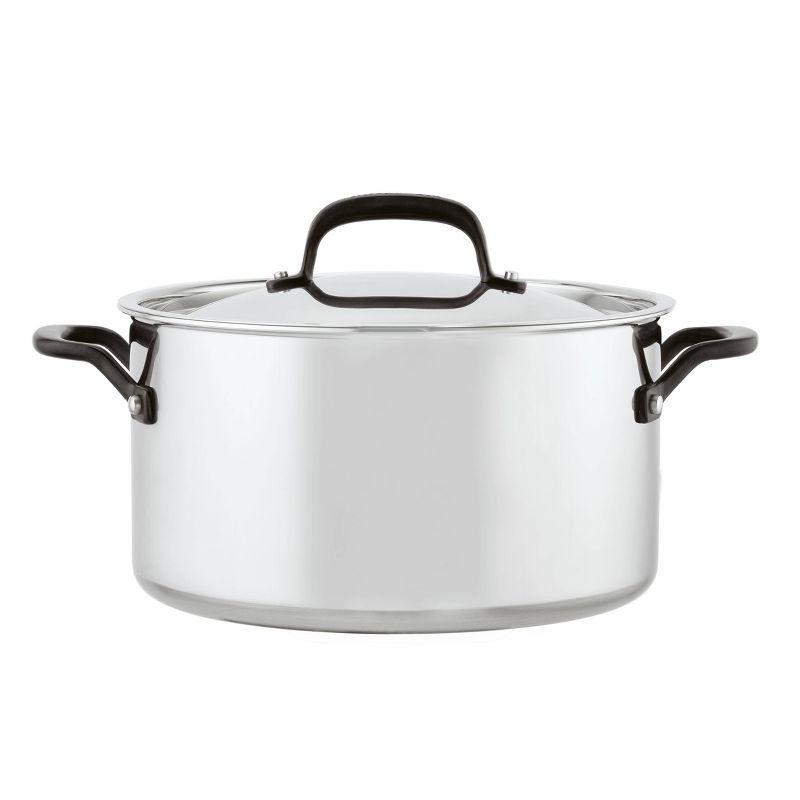 KitchenAid 5-Ply Clad Stainless Steel Cookware Induction Pots and Pans Set, 10 Piece, Polished Stainless Steel