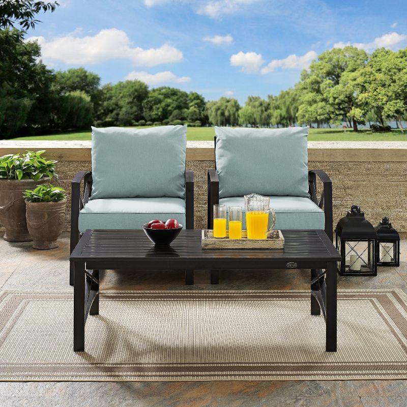 Kaplan 3-Piece Oil Bronze Outdoor Seating Set with Mist Cushions