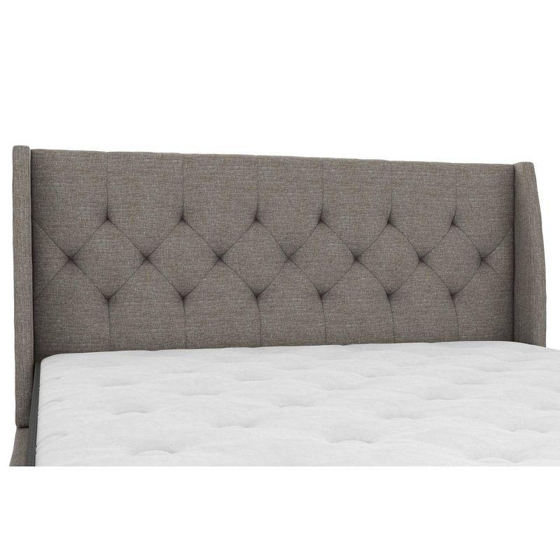 Gray Linen Tufted Upholstered Queen Bed with Wood Frame